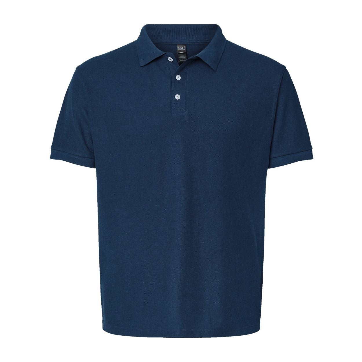 Bright navy polo shirt on a white background