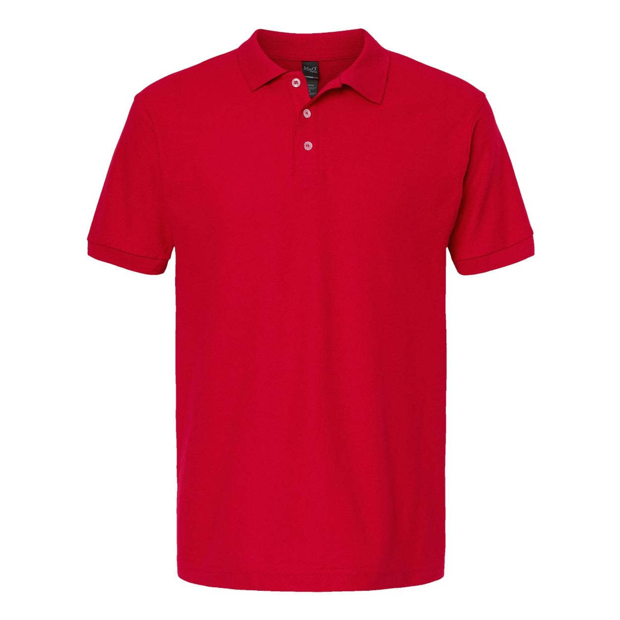 Bright red polo shirt on a white background