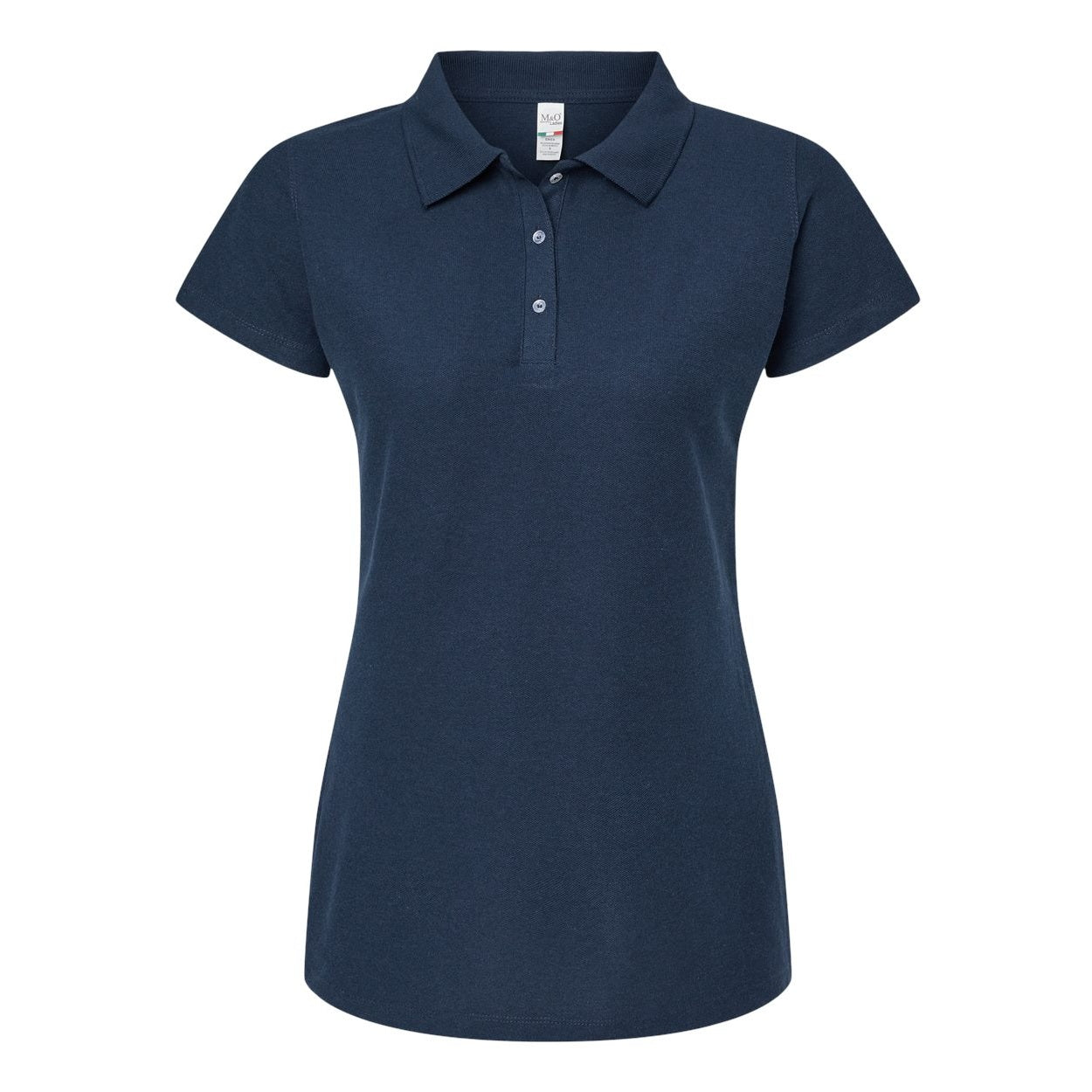 Bright navy polo shirt on a white background