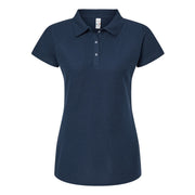 Bright navy polo shirt on a white background