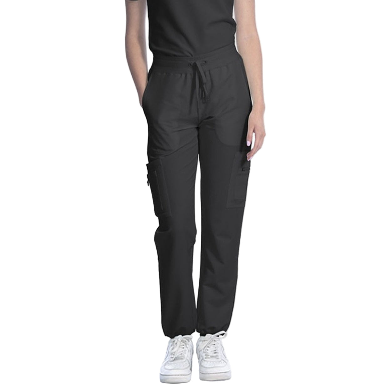 Black scrub pants on a white background