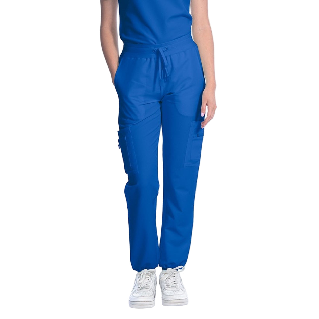 Royal blue scrub pants on a white background