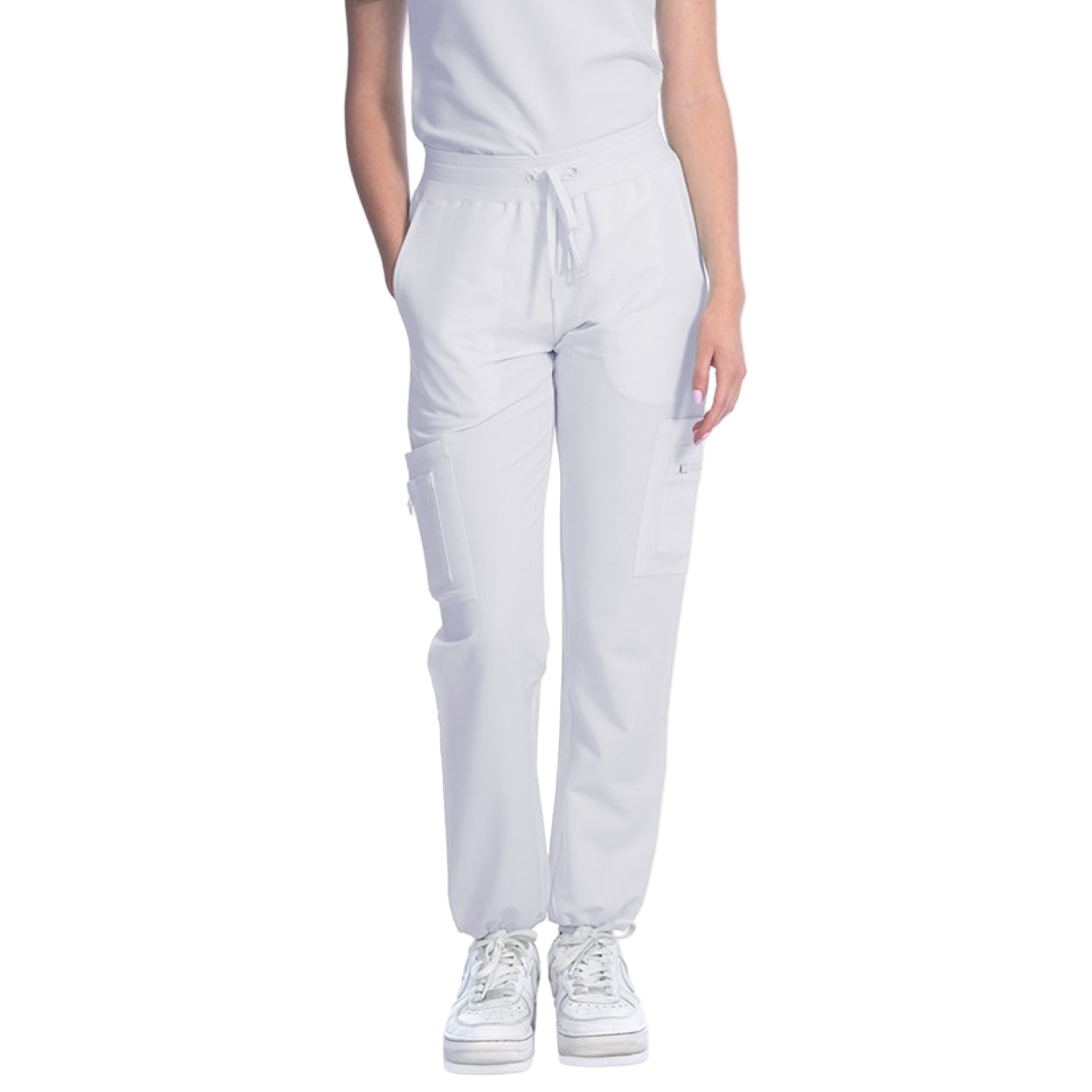 White scrub pants on a white background
