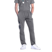 Granite grey scrub pants on a white background