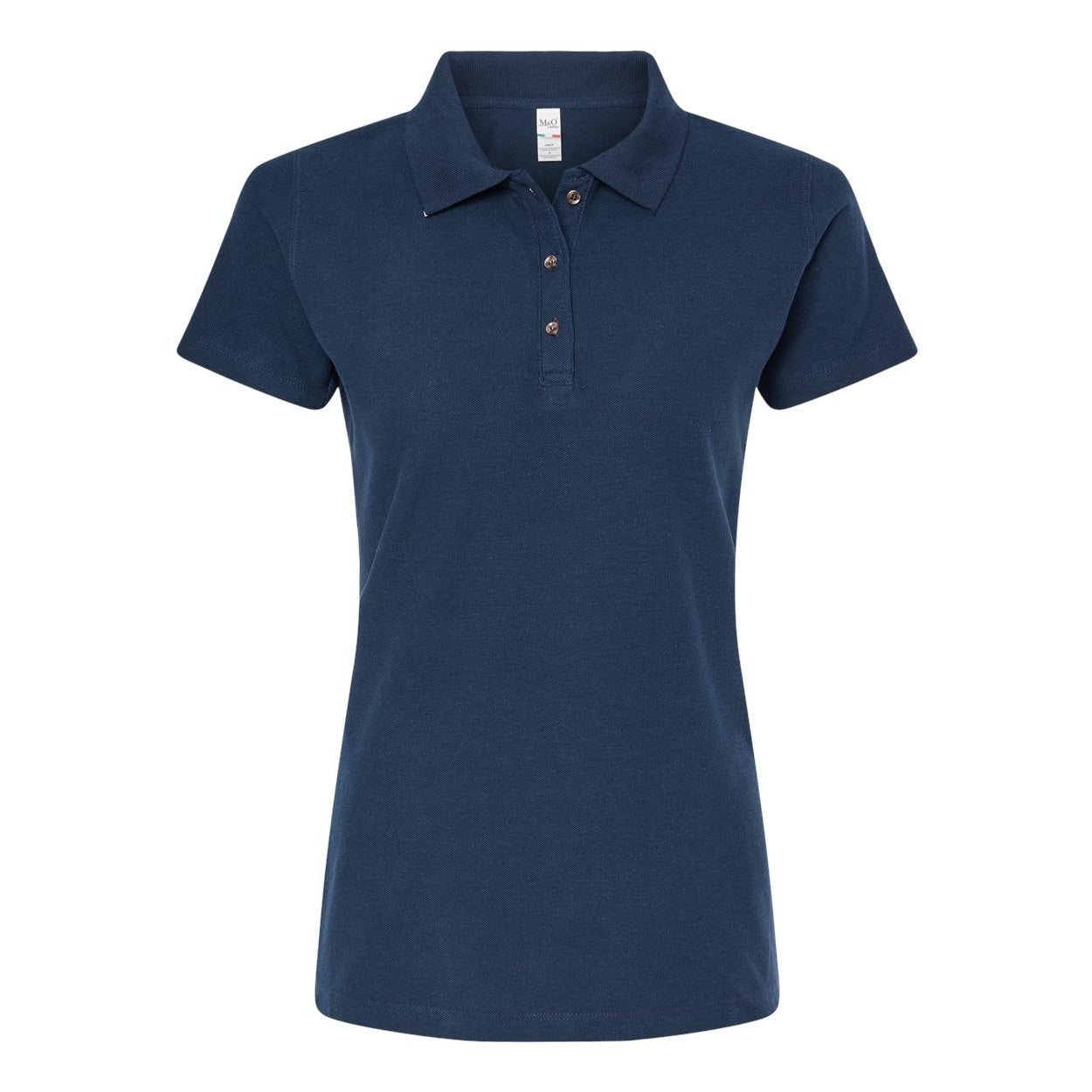 Bright navy polo shirt on a white background