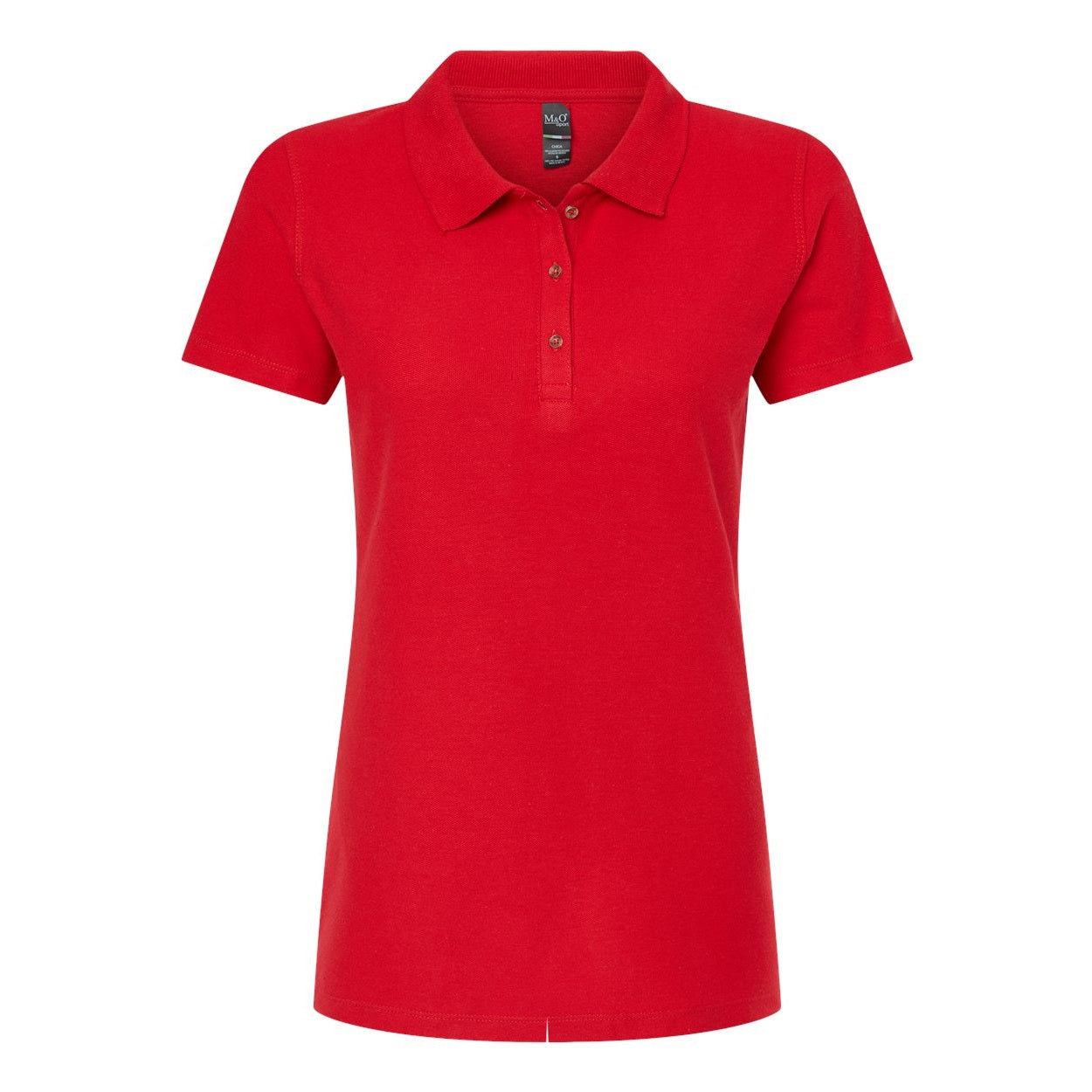 Bright red polo shirt on a white background