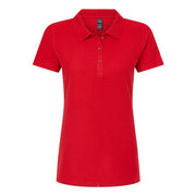 Bright red polo shirt on a white background