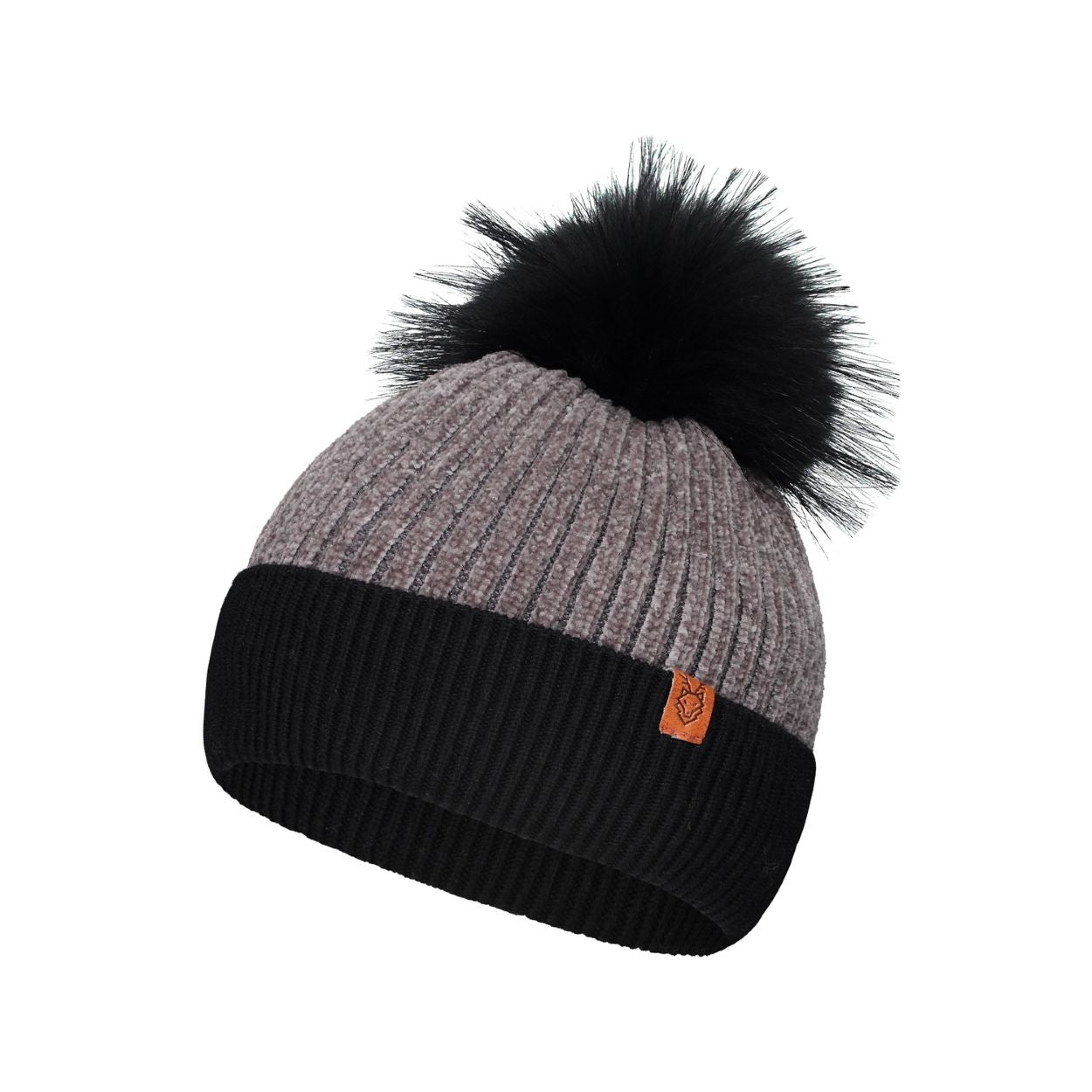 Charcoal/black tuque on a white background