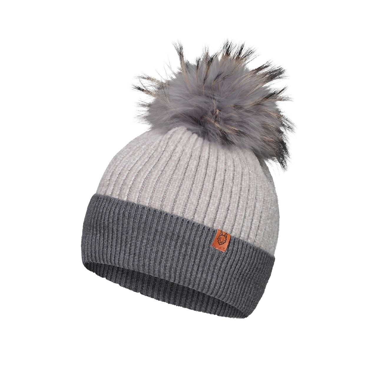 Grey/light grey tuque on a white background