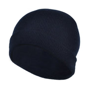 Navy tuque on a white background