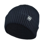 Navy tuque on a white background