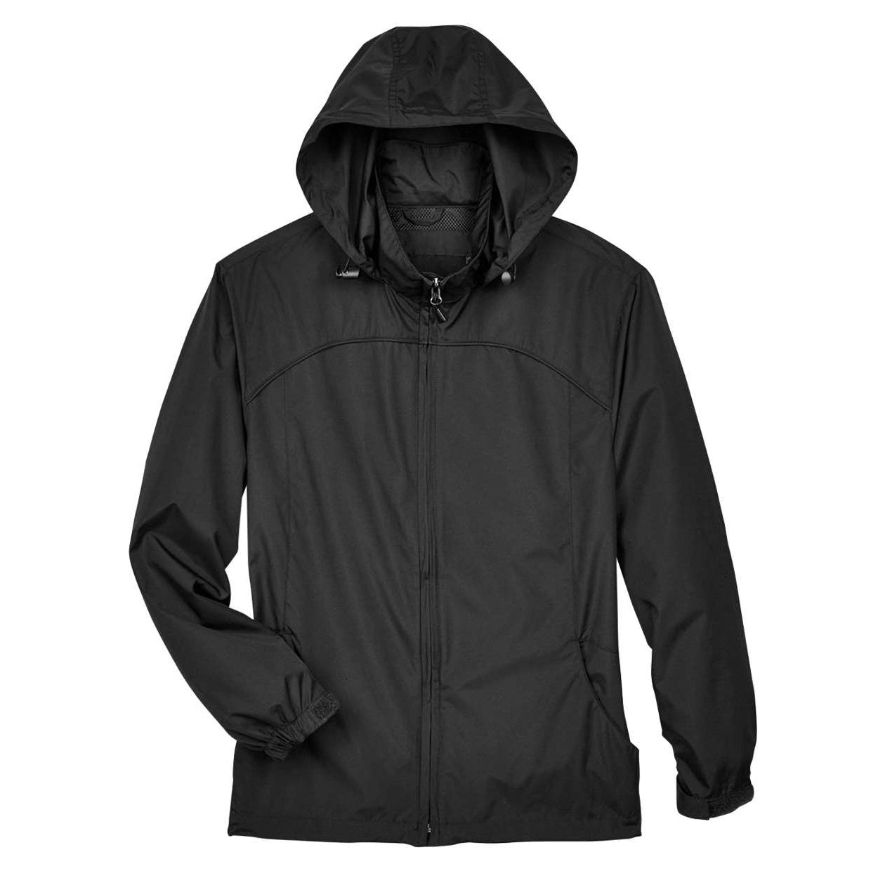 Black windbreaker on a white background