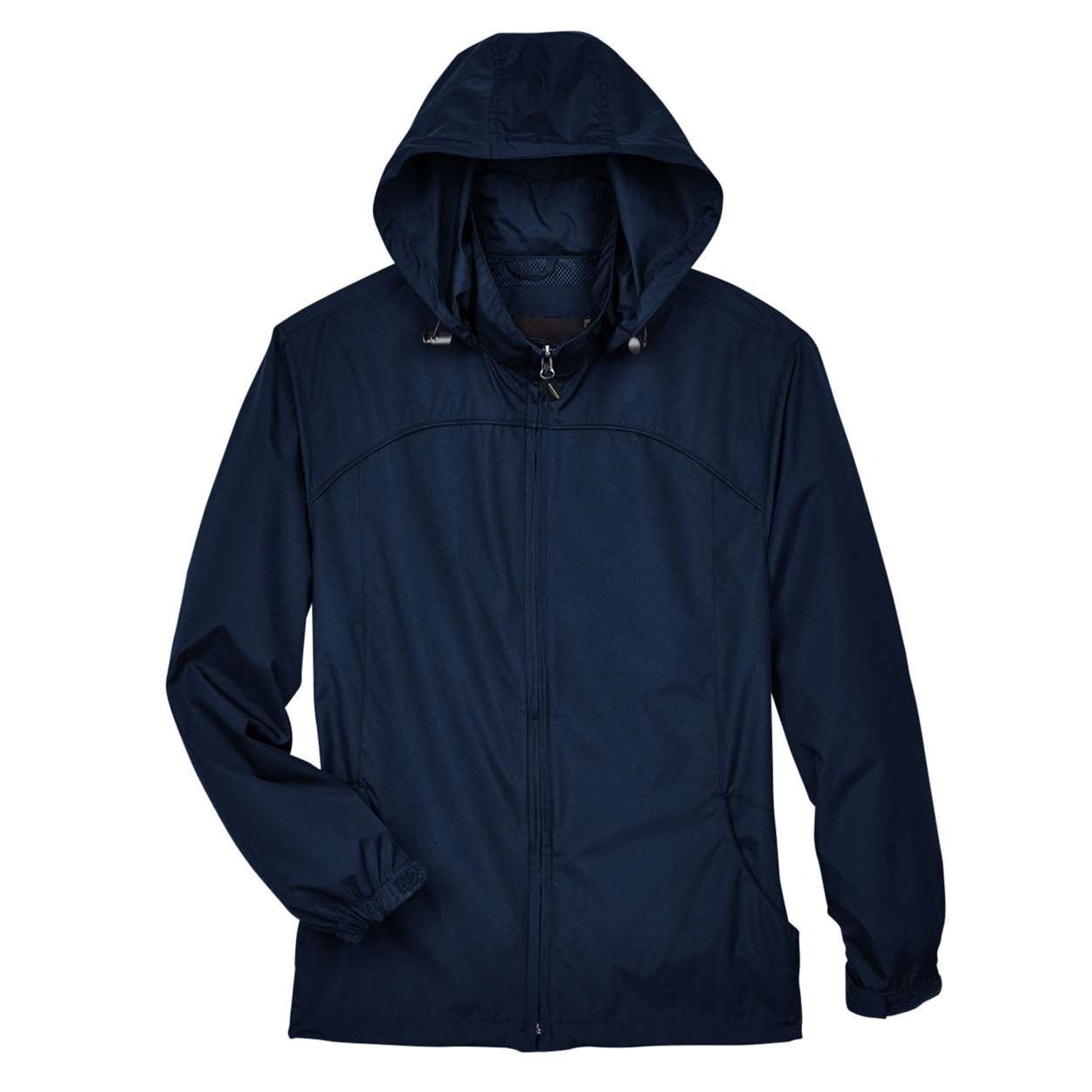 Midnight navy windbreaker on a white background