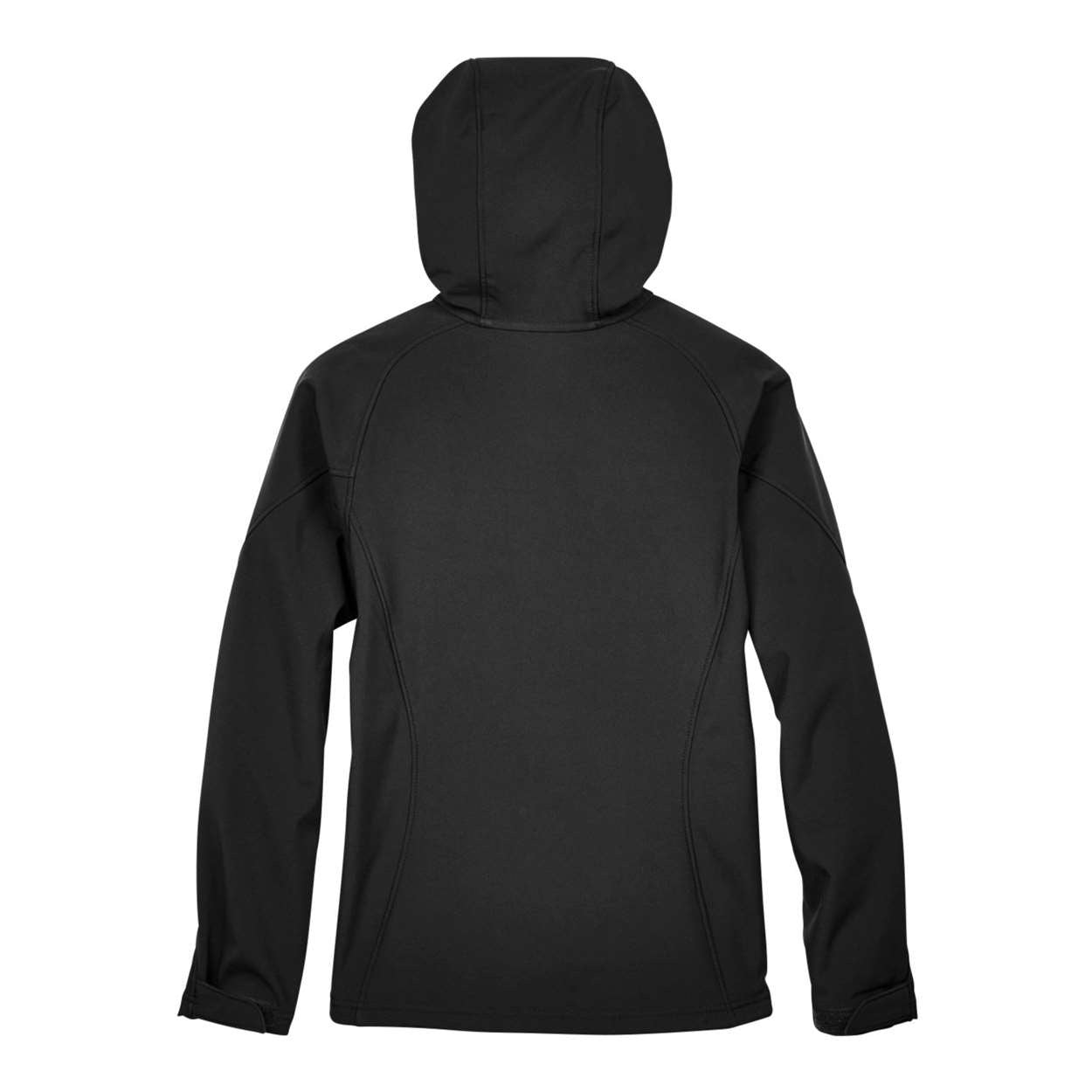 Black softshell jacket on a white background