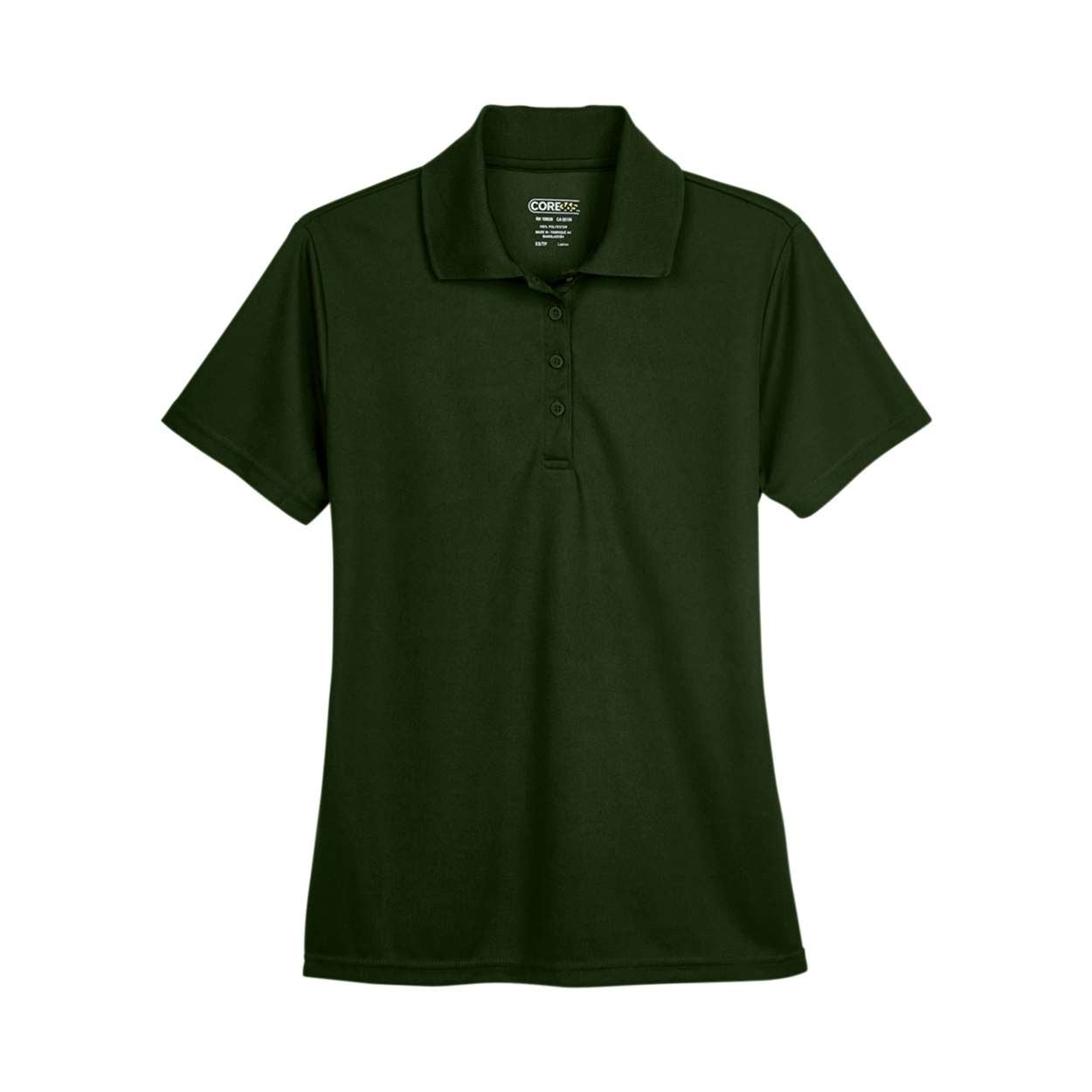 Forest green polo shirt on a white background