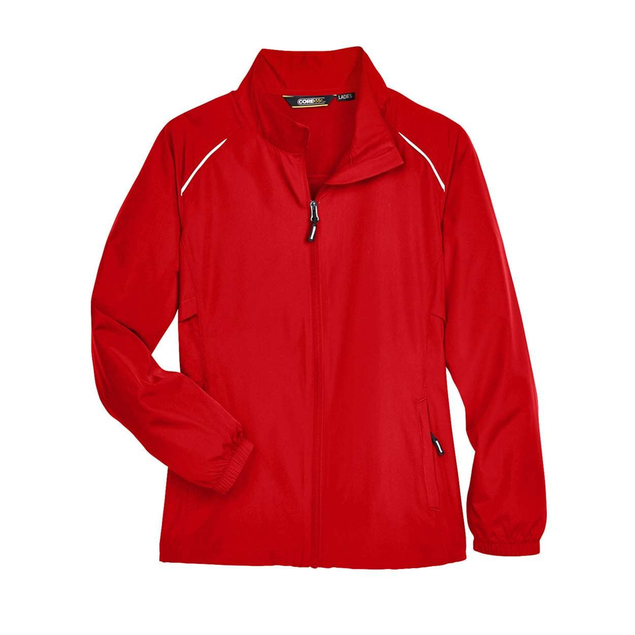 Classic red windbreaker on a white background