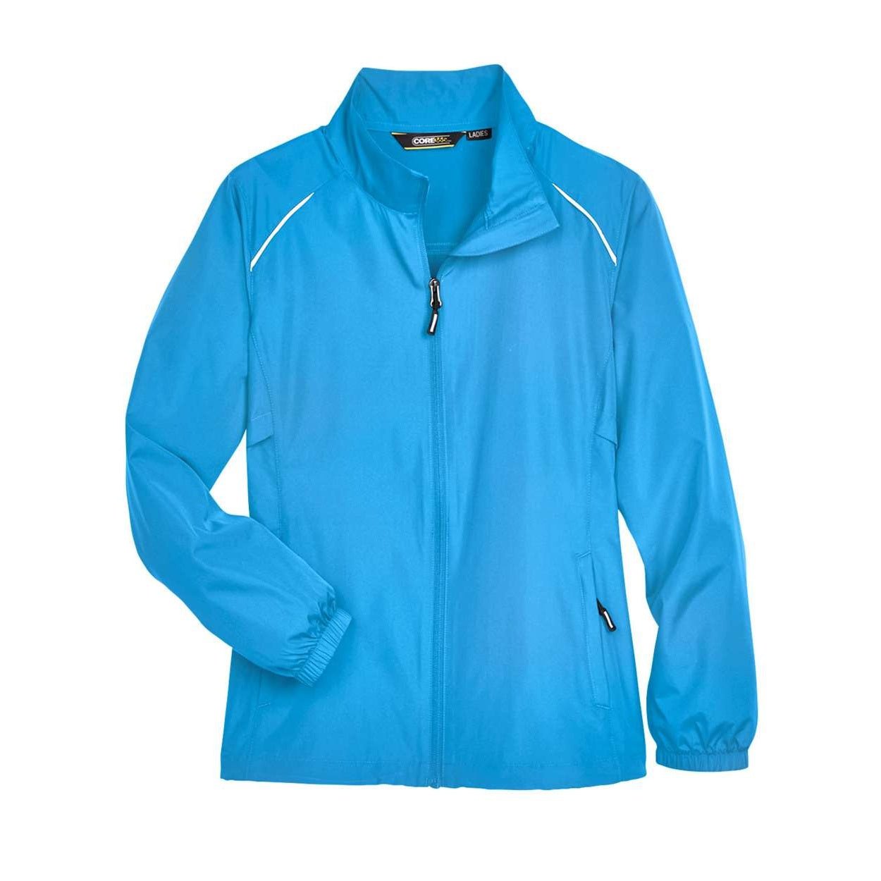 Electric blue windbreaker on a white background