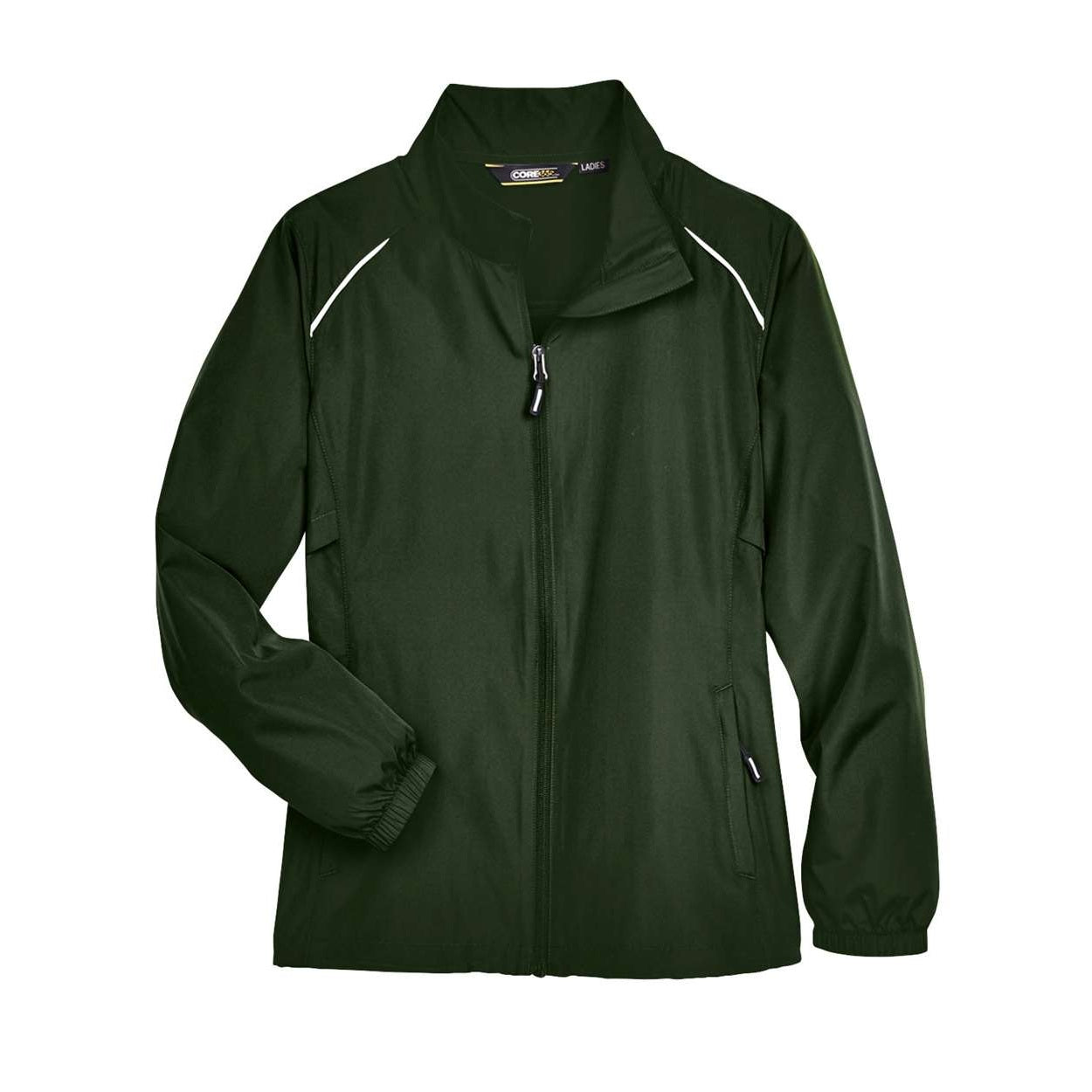 Forest green windbreaker on a white background