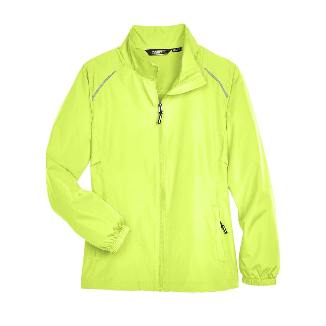 Safety yellow windbreaker on a white background