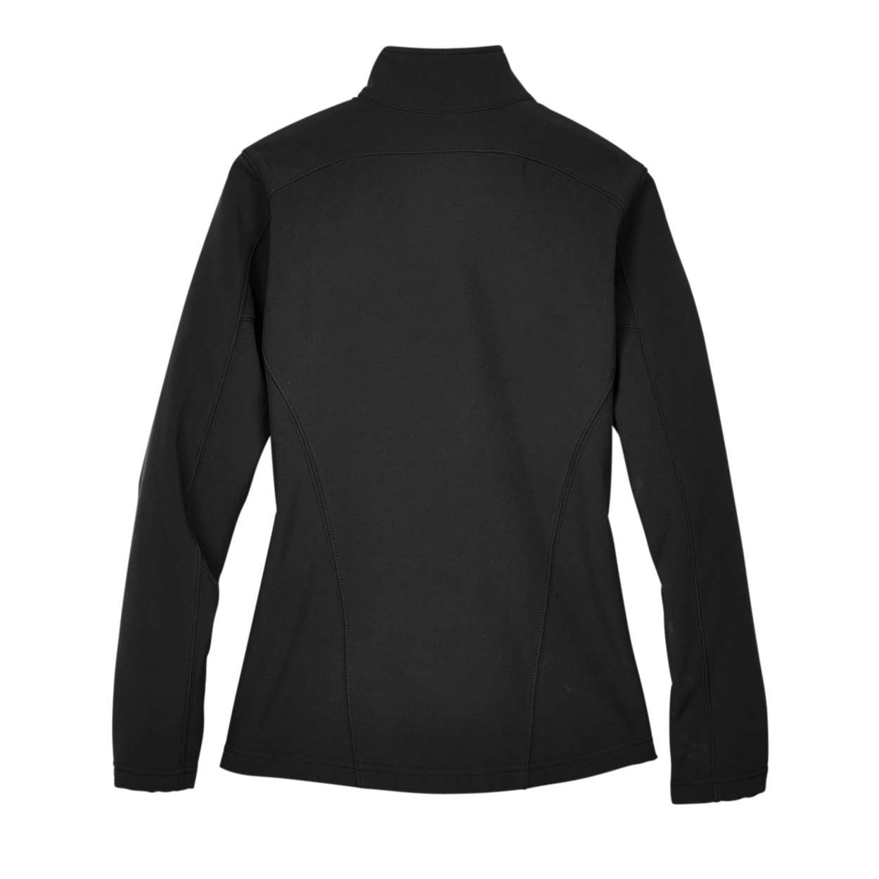 Black softshell jacket on a white background