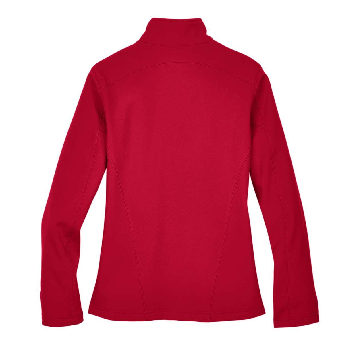 Classic red softshell jacket on a white background