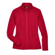 Classic red softshell jacket on a white background