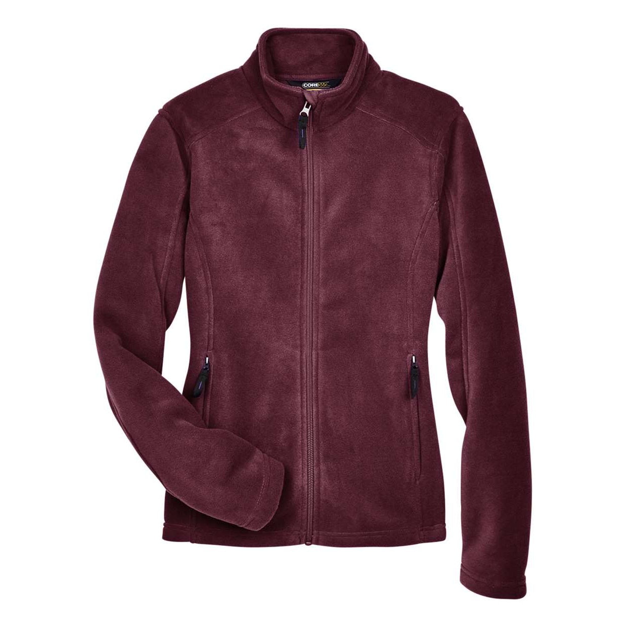 Burgundy polar jacket on a white background