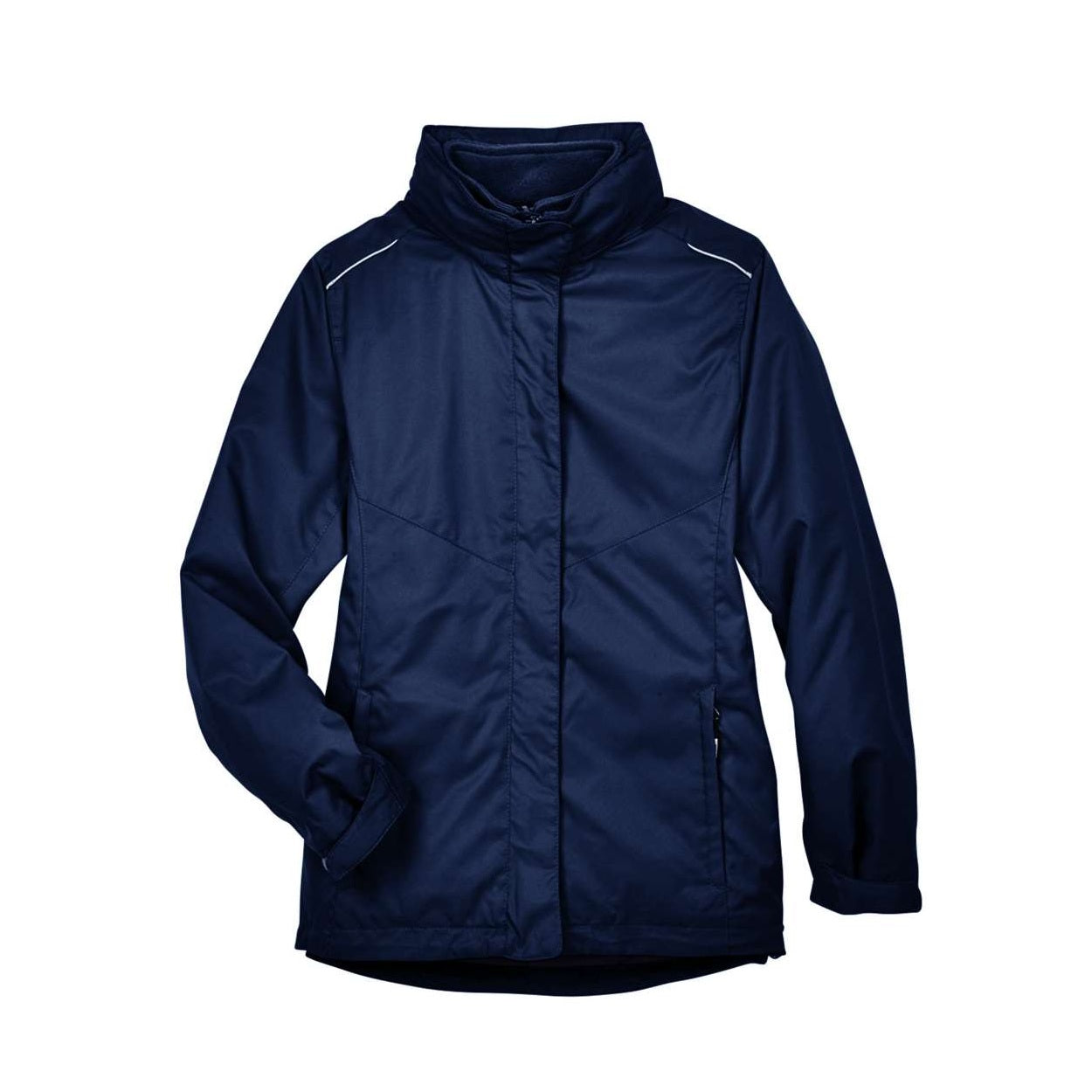 Classic navy hybrid coat on a white background