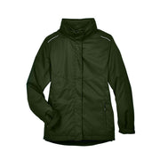 Forest green hybrid coat on a white background