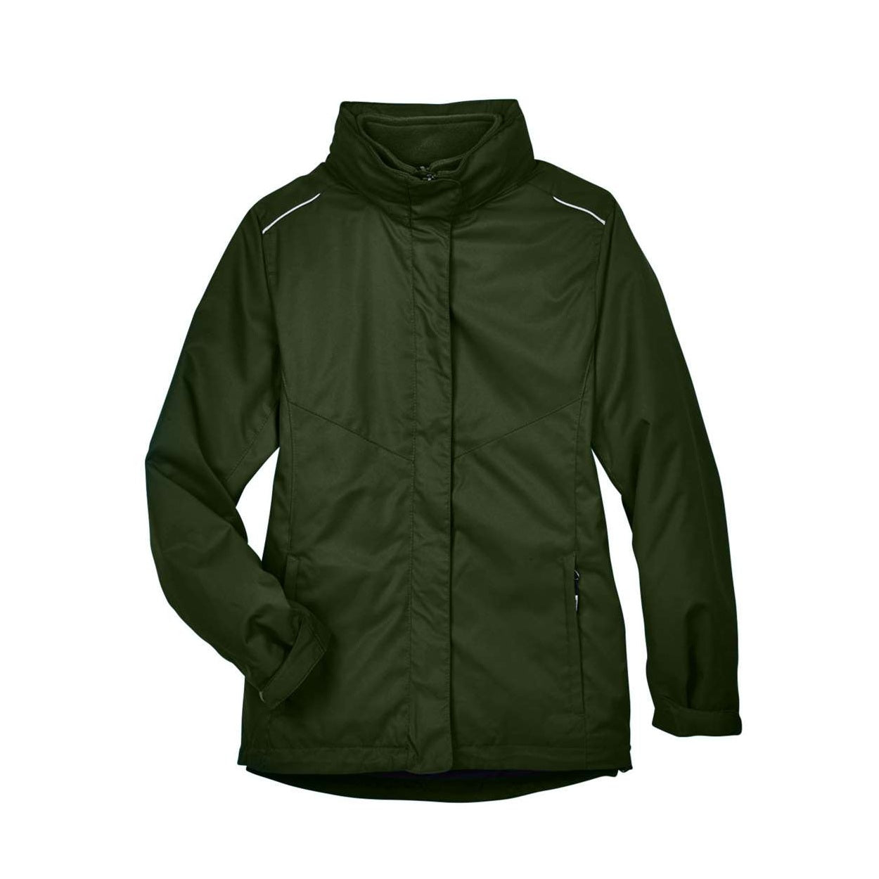 Forest green hybrid coat on a white background