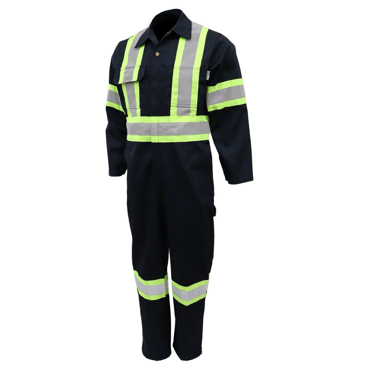 Navy hi-vis coveralls on a white background