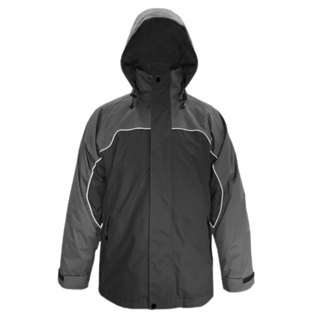 Charcoal / black hybrid jacket on a white background