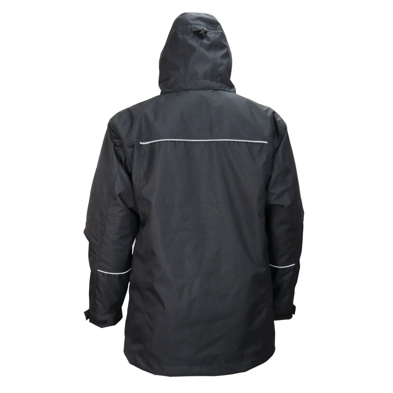 Black hybrid coat on a white background