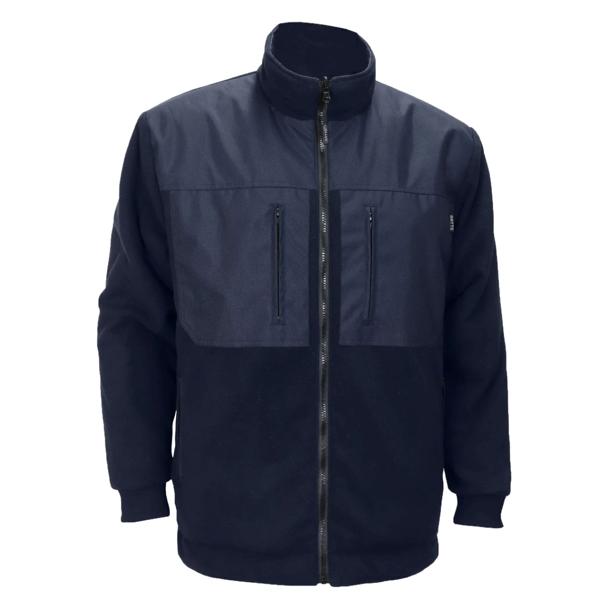 Navy hybrid coat on a white background