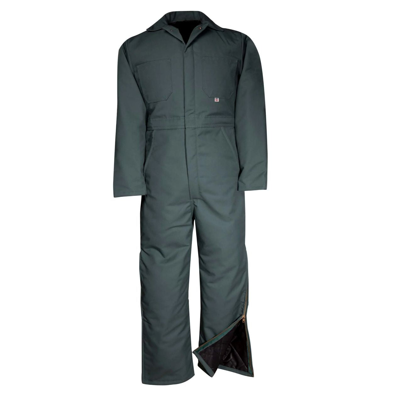 Green coveralls on a white background