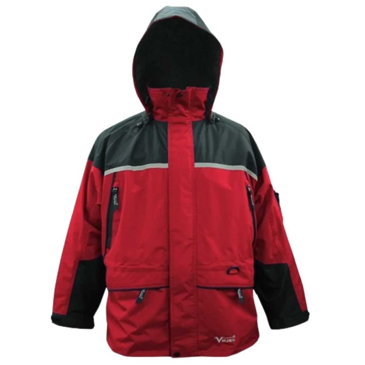 Red / black hybrid jacket on a white background