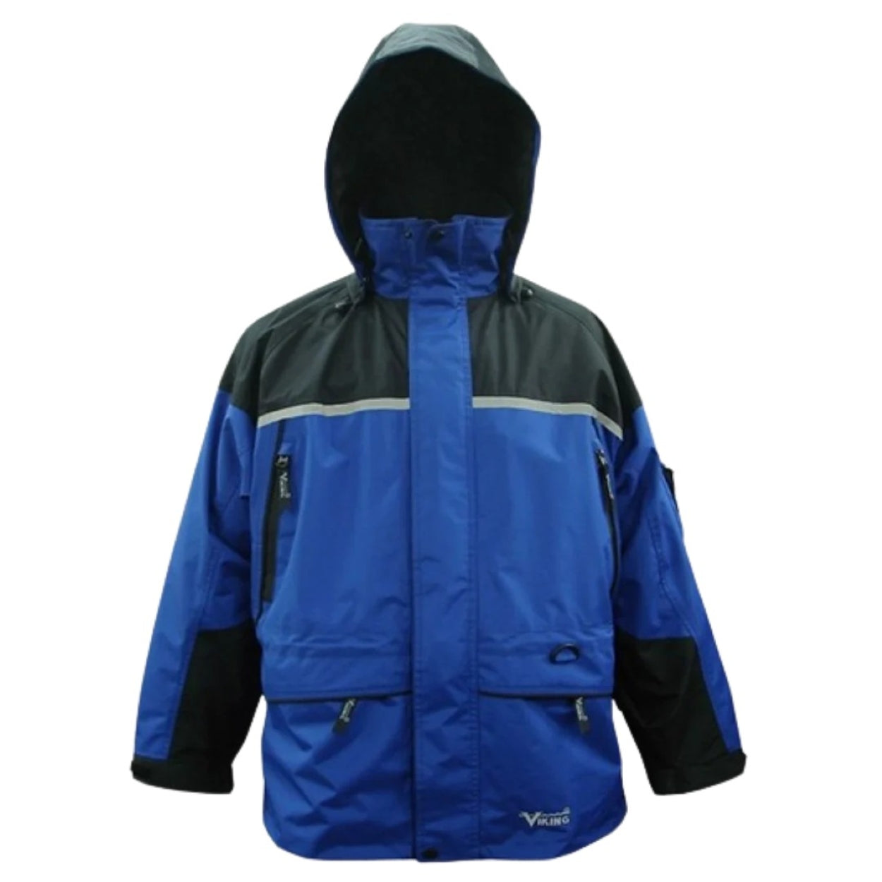 Royal blue / black hybrid jacket on a white background