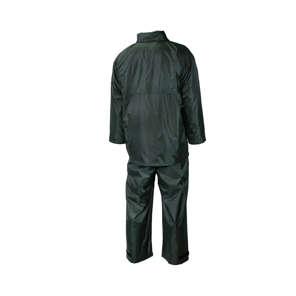 Green rain suit on a white background