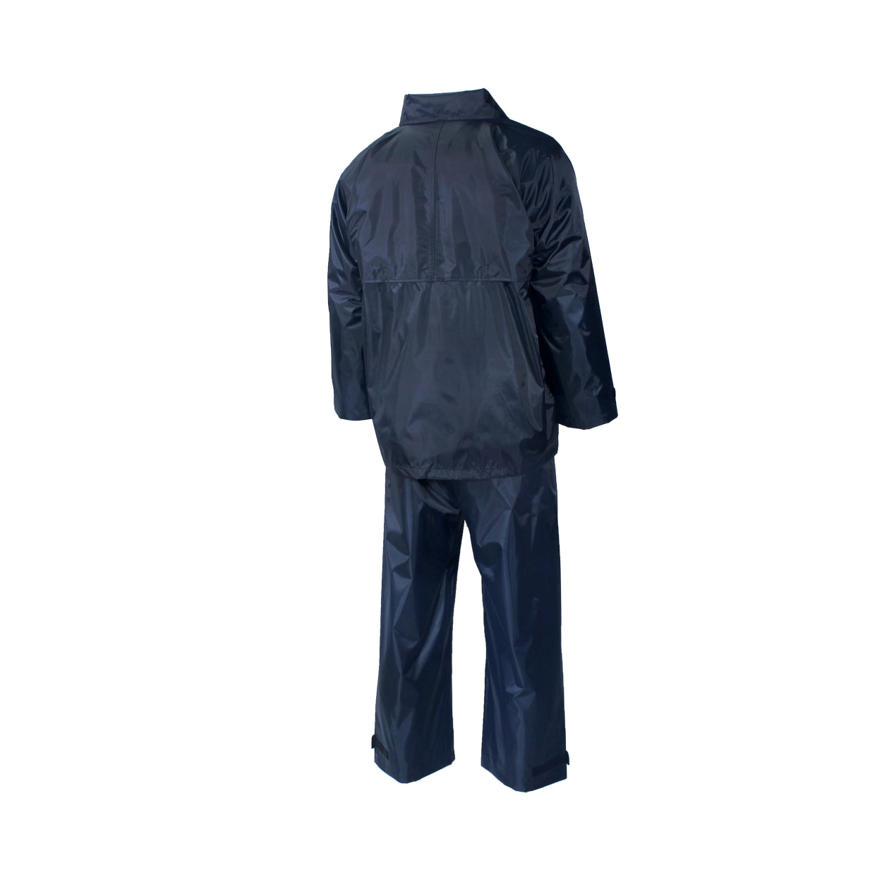 Navy rain suit on a white background