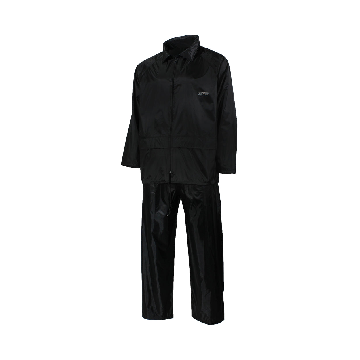 Black rain suit on a white background
