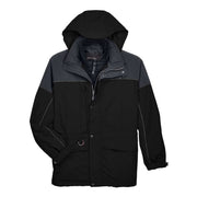 Black hybrid coat on a white background