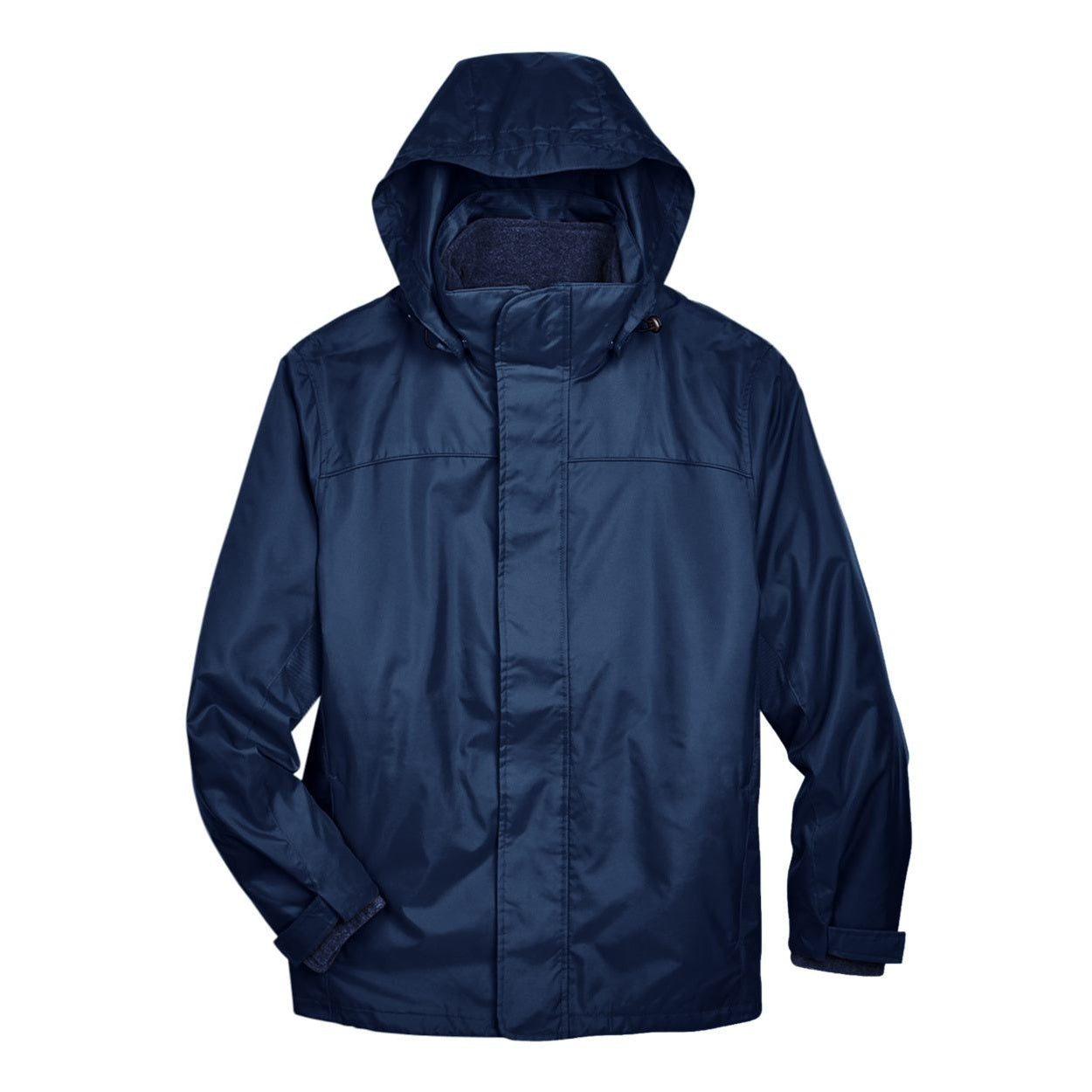 Midnight navy hybrid coat on a white background