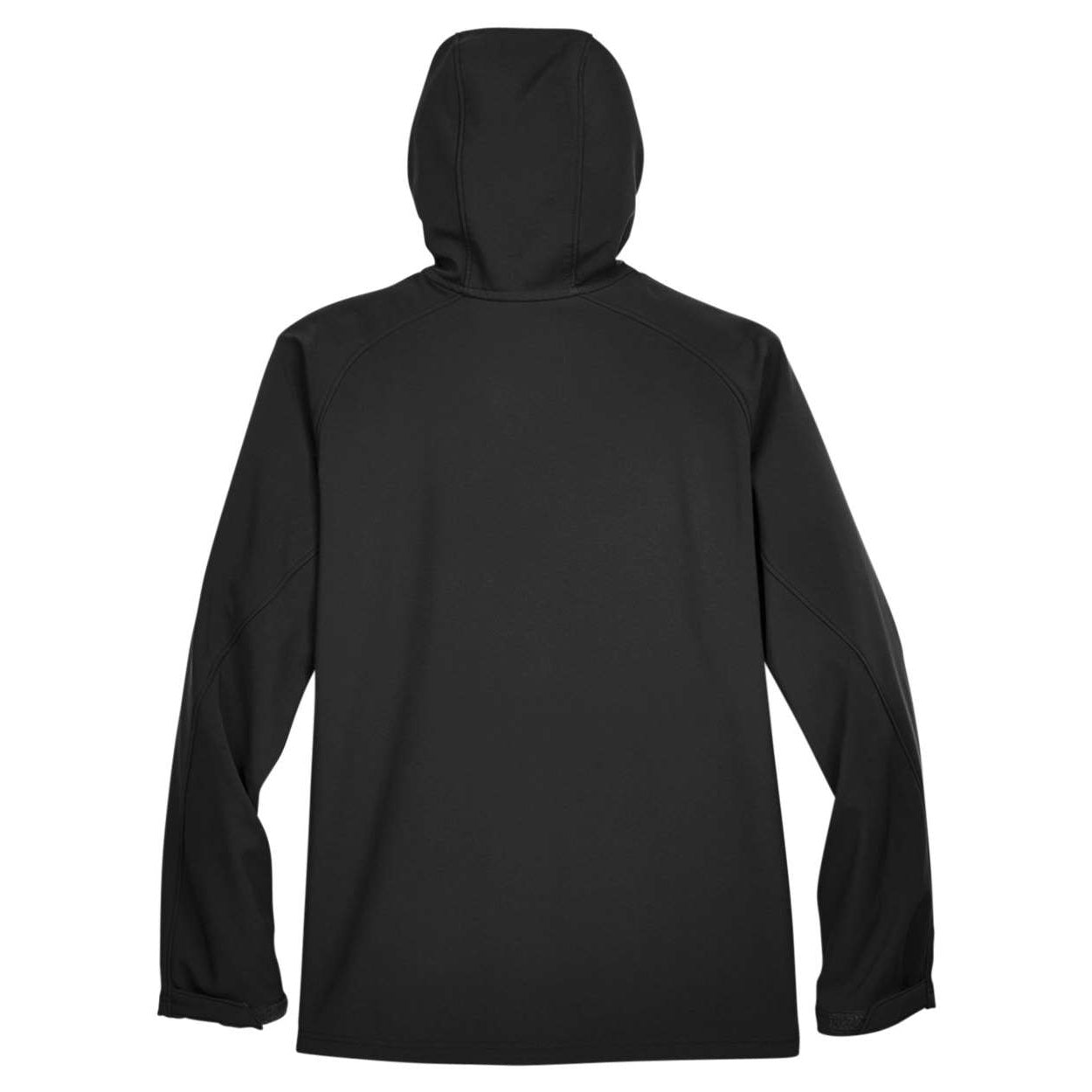 Black softshell jacket on a white background
