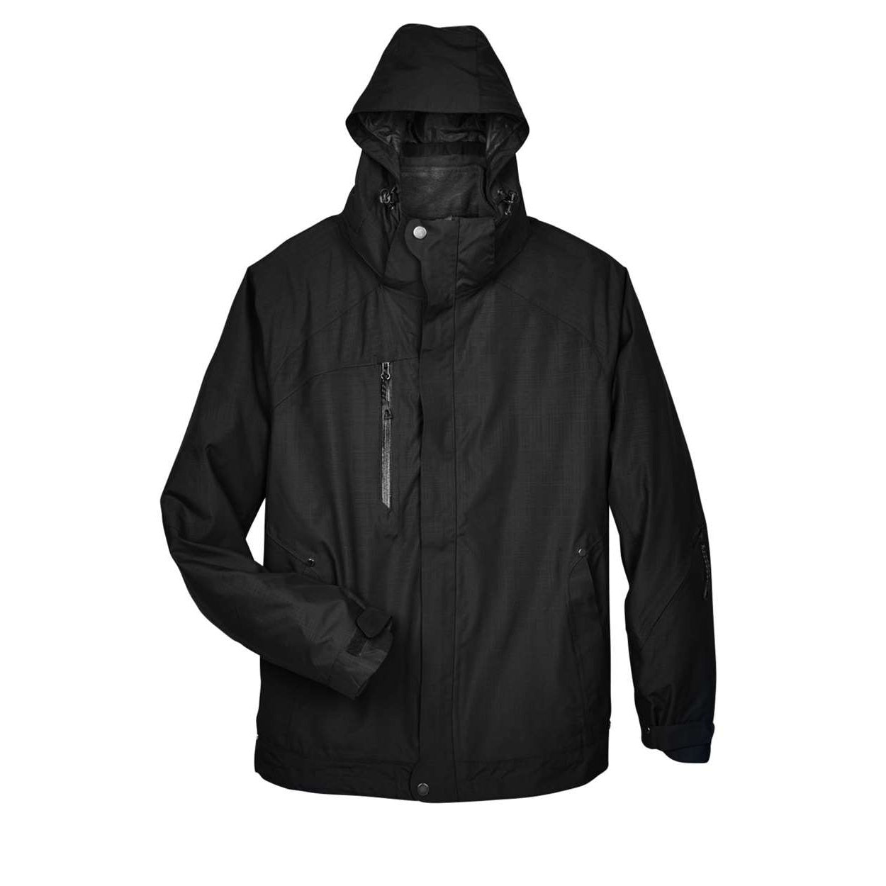 Black hybrid coat on a white background