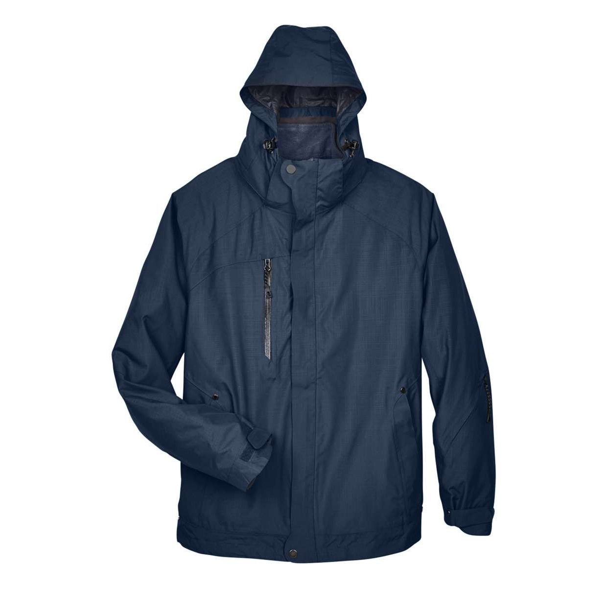 Classic navy hybrid coat on a white background