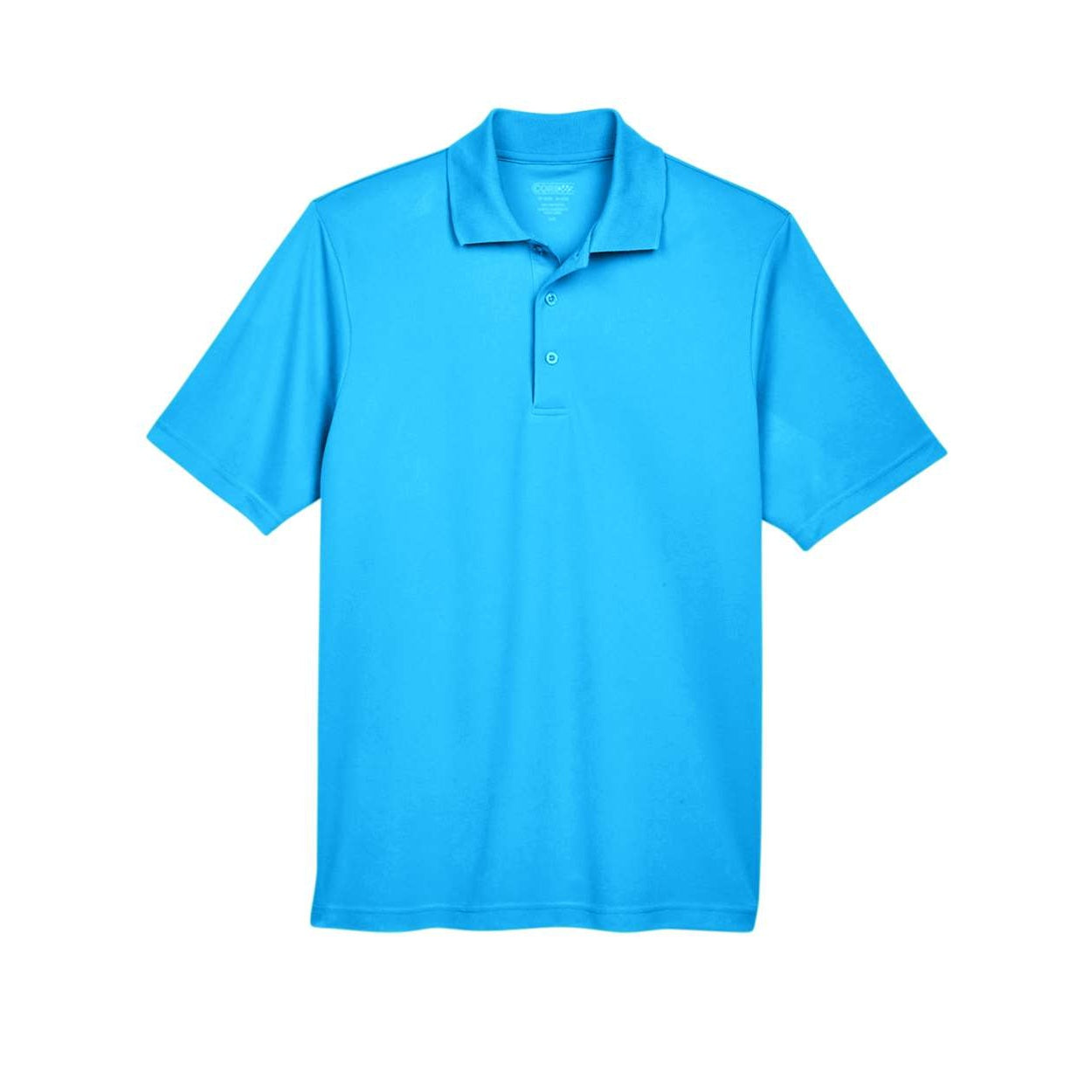 Electric blue polo shirt on a white background