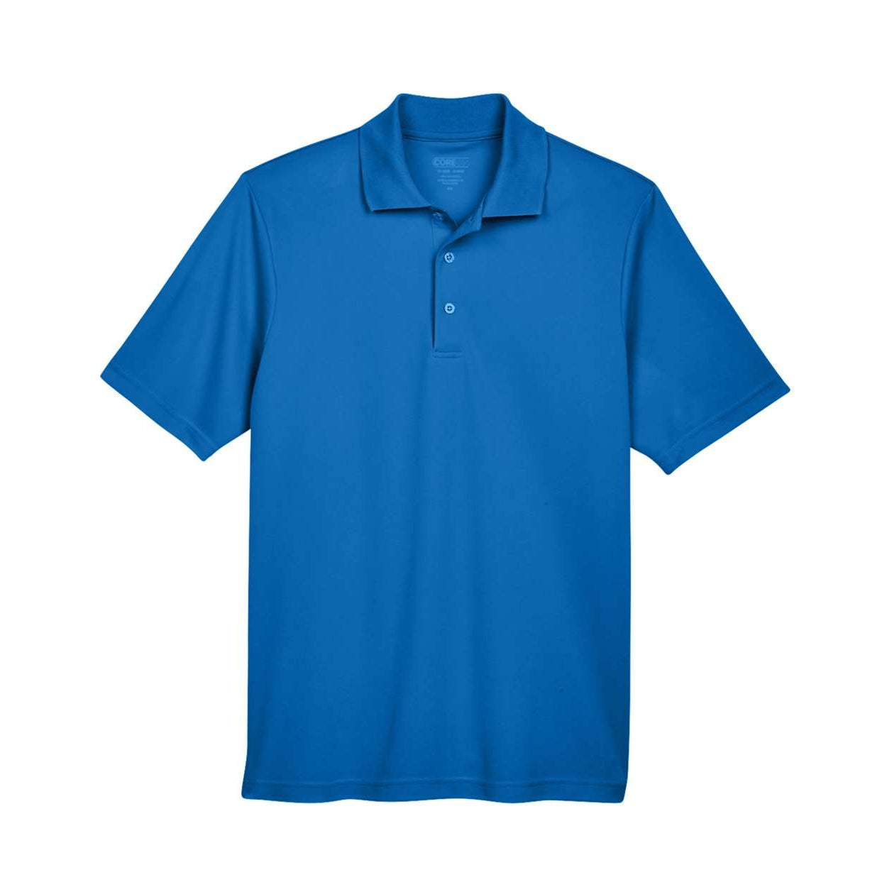True royal blue polo shirt on a white background