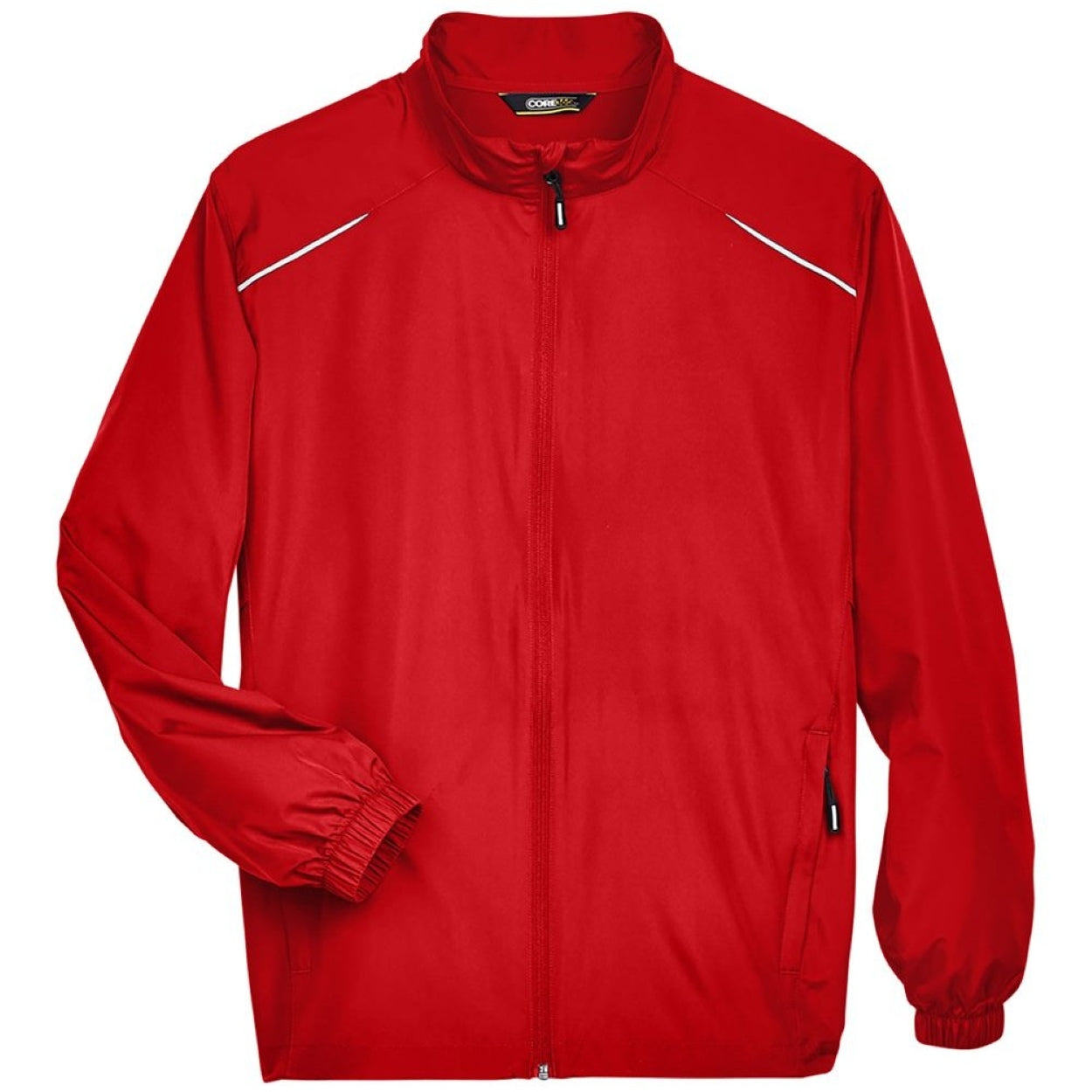 Classic red windbreaker on a white background