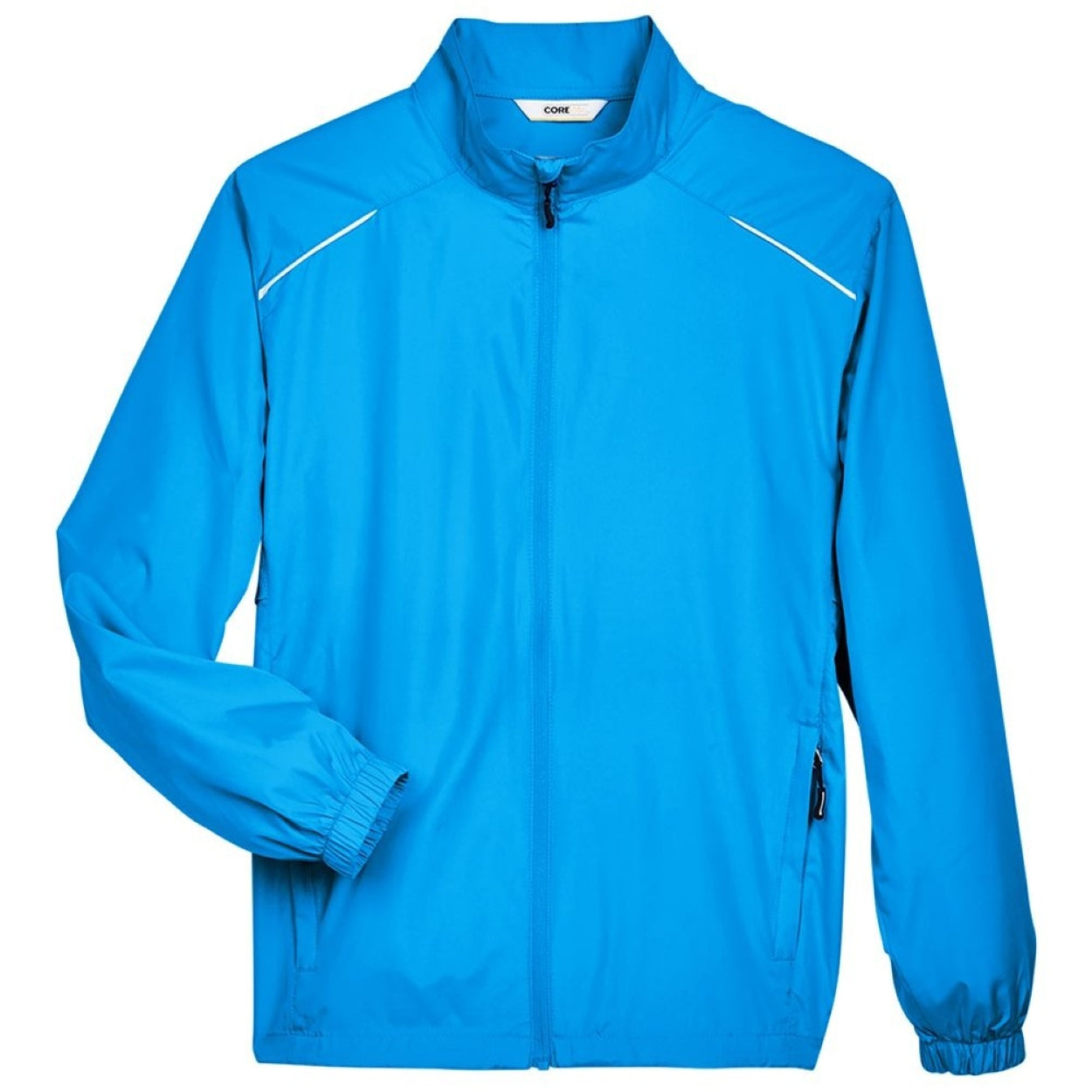 Electric blue windbreaker on a white background