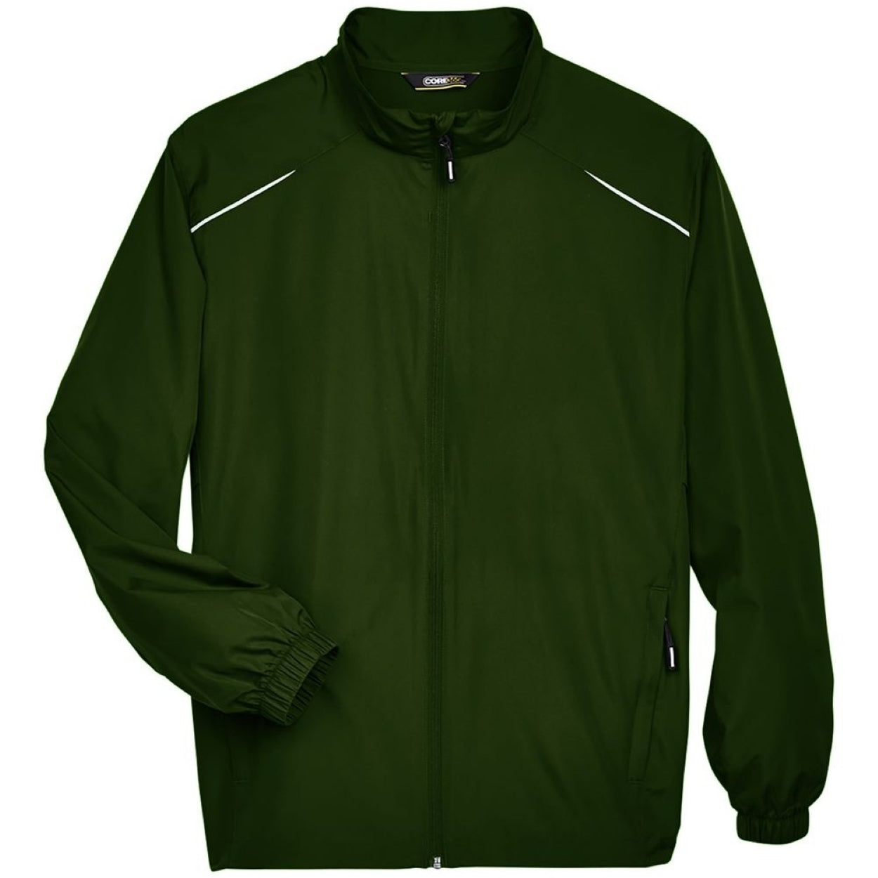 Forest green windbreaker on a white background